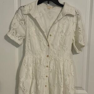 Good People Design, white lace button-up dress, size Small